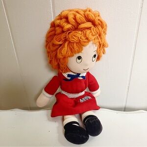 Vintage 1982 Annie Rag Doll Applause 12” Soft Cloth Doll Red Dress Yarn Hair